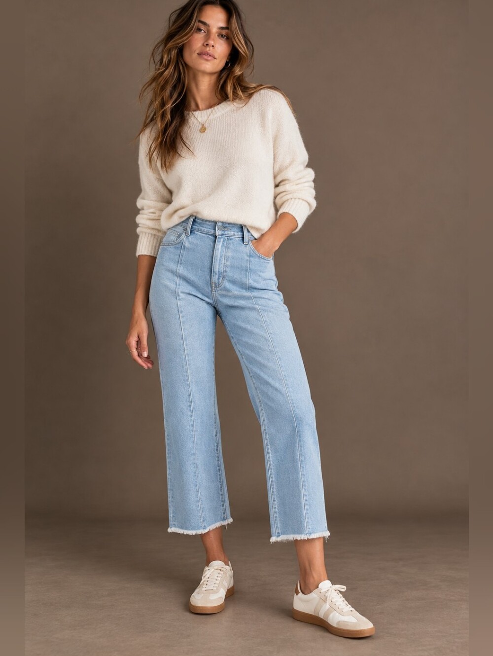 APIECE APART Clara Light Wash Denim High Rise Flare Raw Hem Cropped Ankle Jeans
